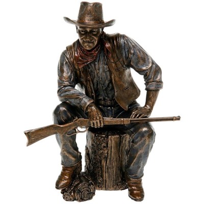 The John Wayne Sitting On Log Bronze Statue Sculpture Resin Cowboy Cold Cast   223103743294